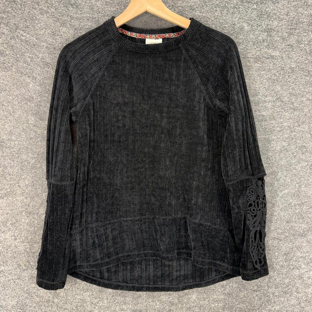 Knox Rose Sweater Pullover Women S Small Black Knit Long Sleeve Crew Neck Casual